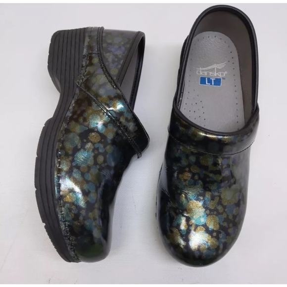 Dansko Shoes - DANSKO‎ Clogs LT Pro Metallic Closed Back Patent Leather Comfort Work Size 39